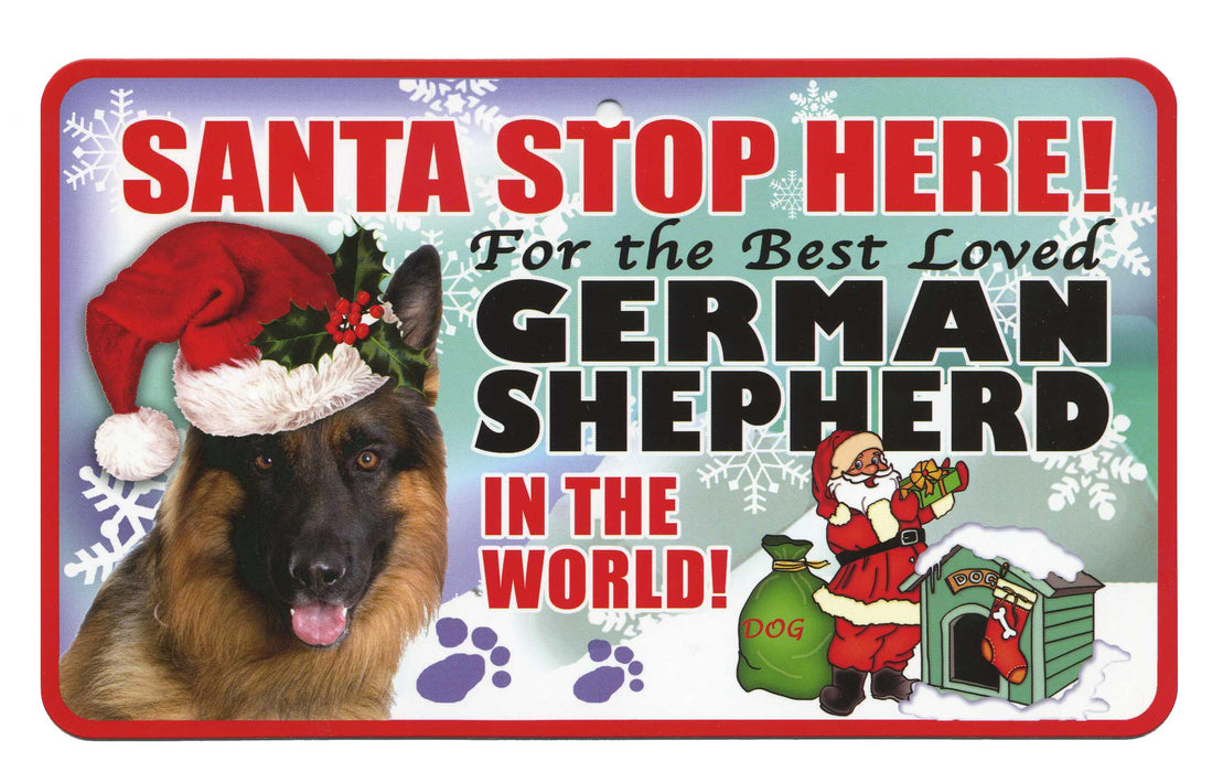 PSS032 Santa Stop Here Sign - German Short-Haired Pointer