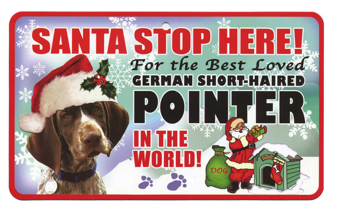 PSS033 Santa Stop Here Sign - Golden Retriever
