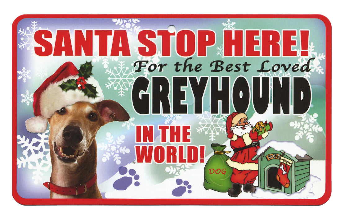 PSS036 Santa Stop Here Sign - Hungarian Vizsla