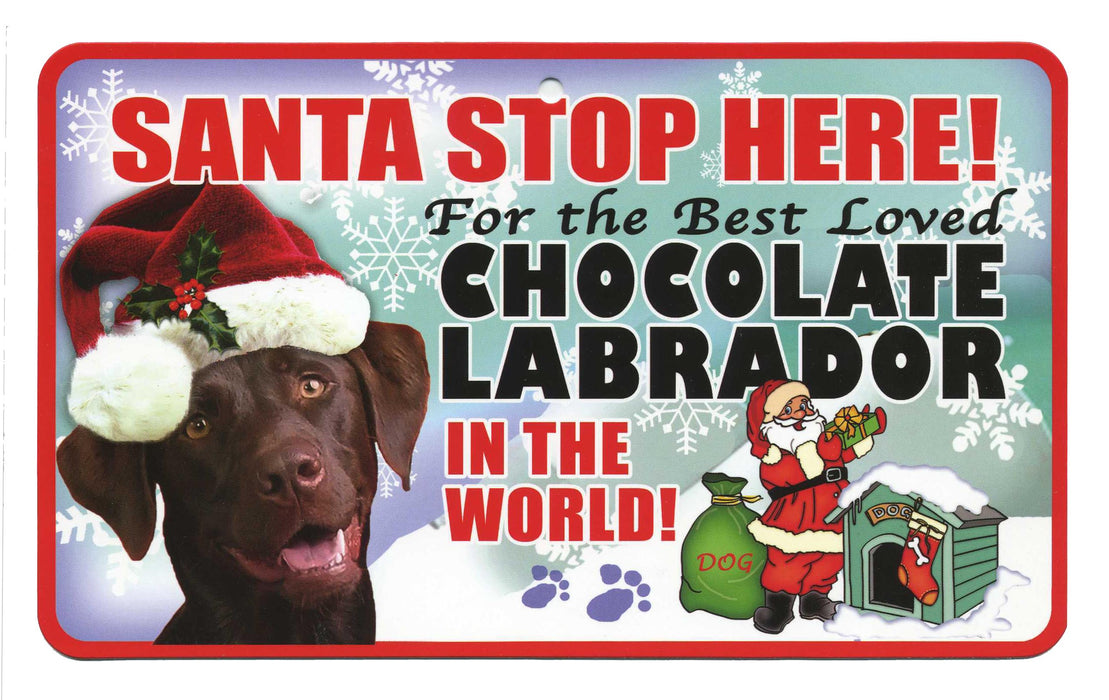 PSS043 Santa Stop Here Sign - Yellow Labrador