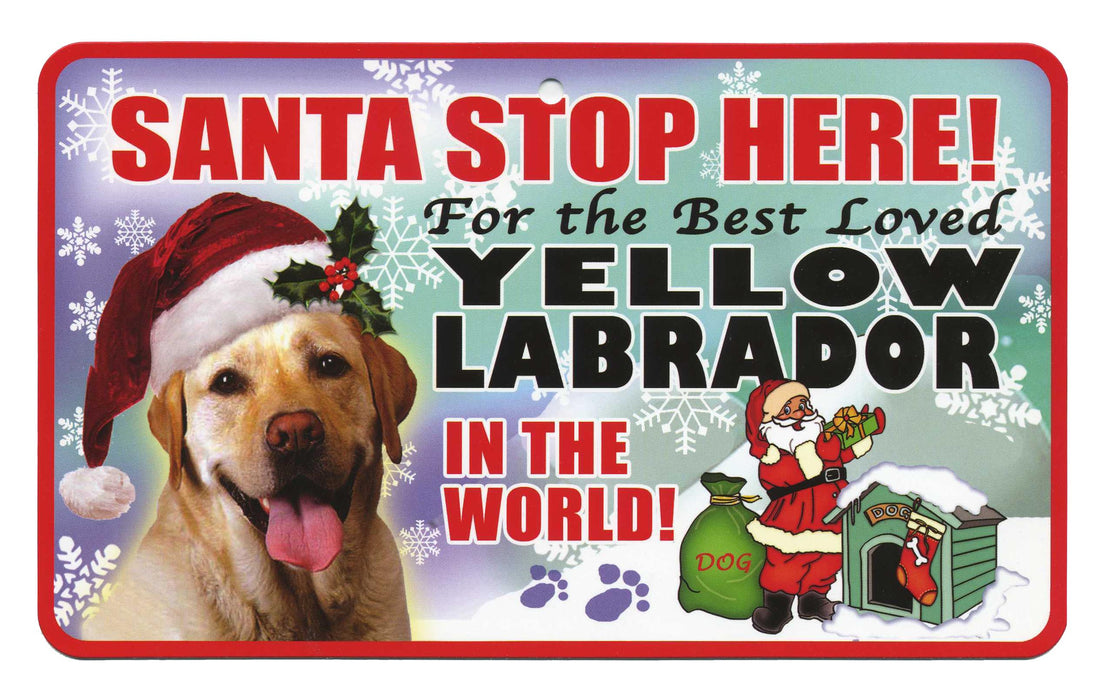 PSS044 Santa Stop Here Sign - Lakeland Terrier