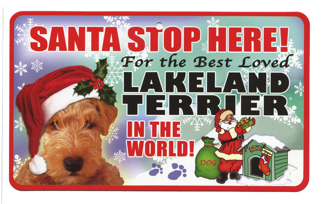 PSS045 Santa Stop Here Sign - Lhasa Apso