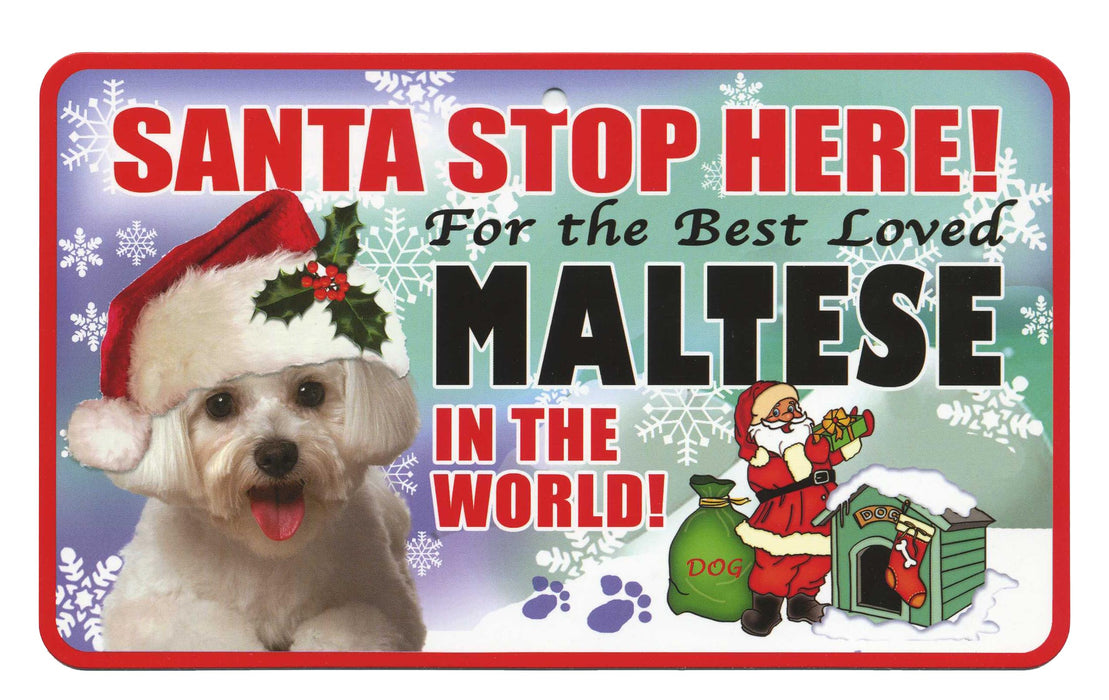 PSS047 Santa Stop Here Sign - Miniature Pinscher