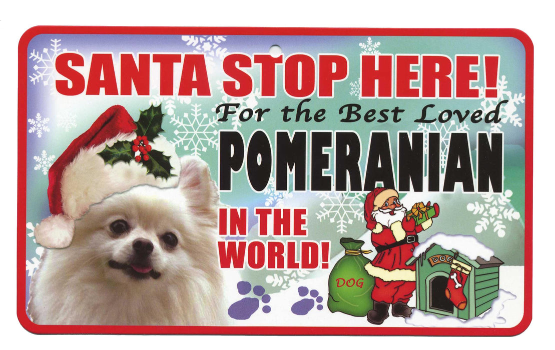 PSS056 Santa Stop Here Sign - Black Poodle