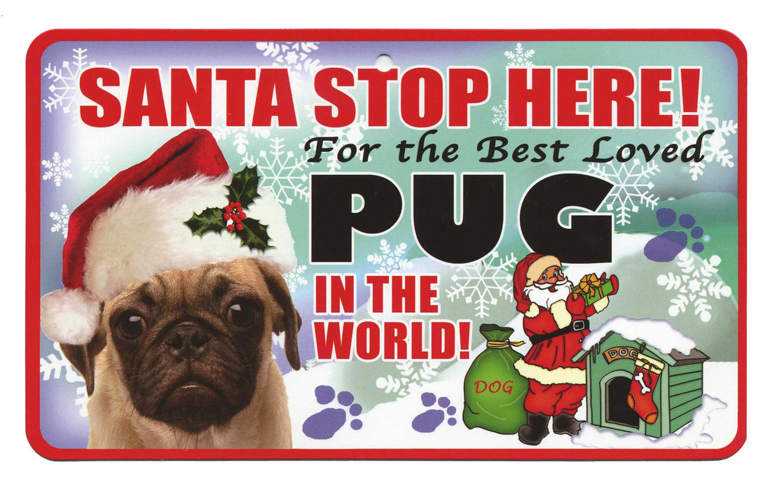 PSS060 Santa Stop Here Sign - Flat Coated Retriever