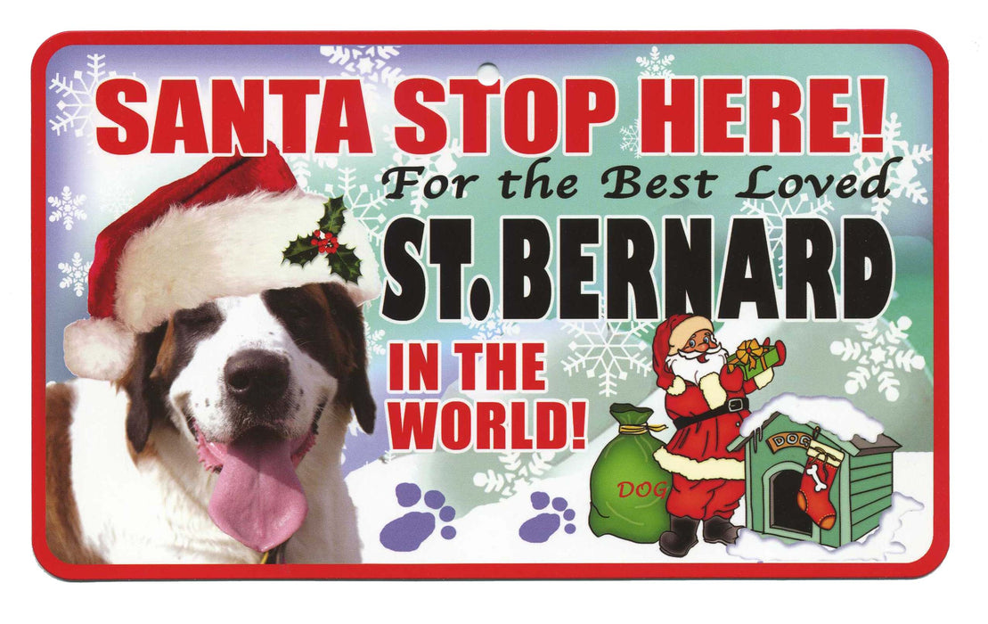 PSS063 Santa Stop Here Sign - Samoyed