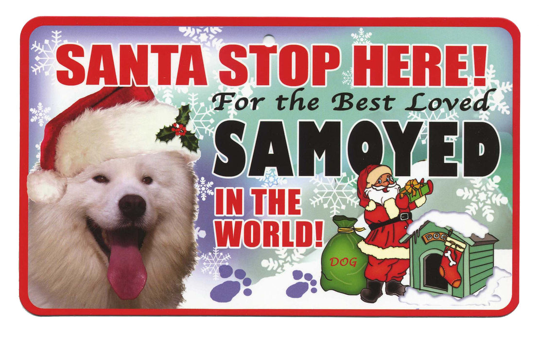 PSS064 Santa Stop Here Sign - Giant Schnauzer