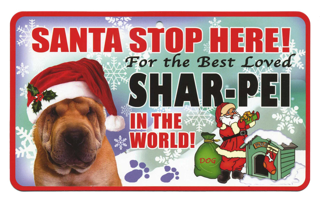 PSS067 Santa Stop Here Sign - Rhodesian Ridgeback