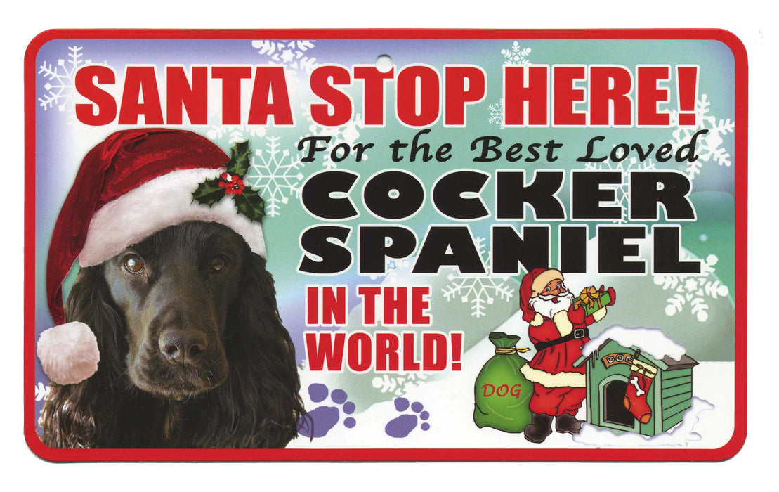 PSS071 Santa Stop Here Sign - English Springer Spaniel
