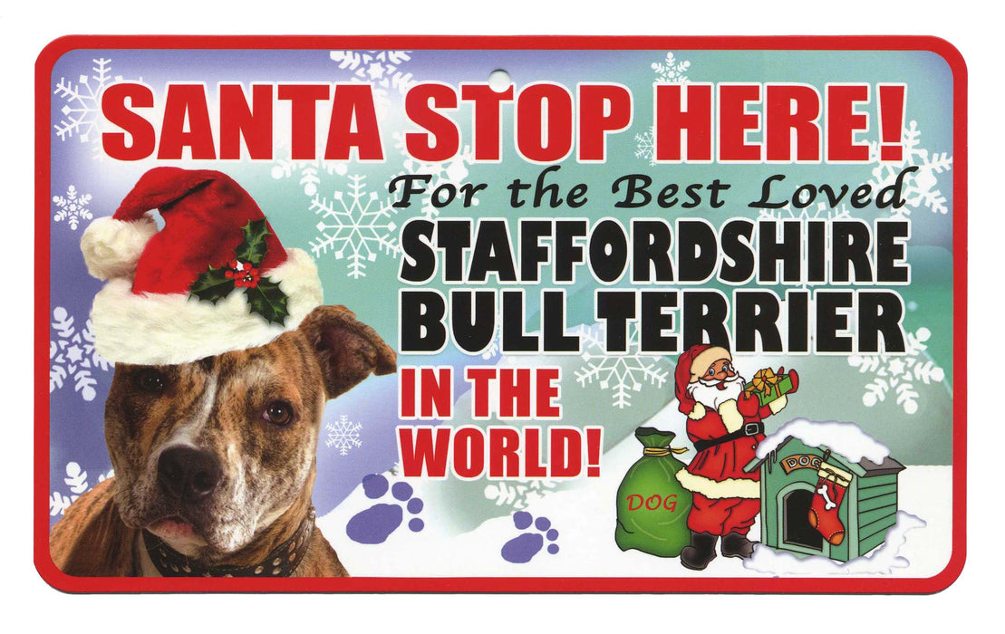 PSS073 Santa Stop Here Sign - Tibetan Terrier