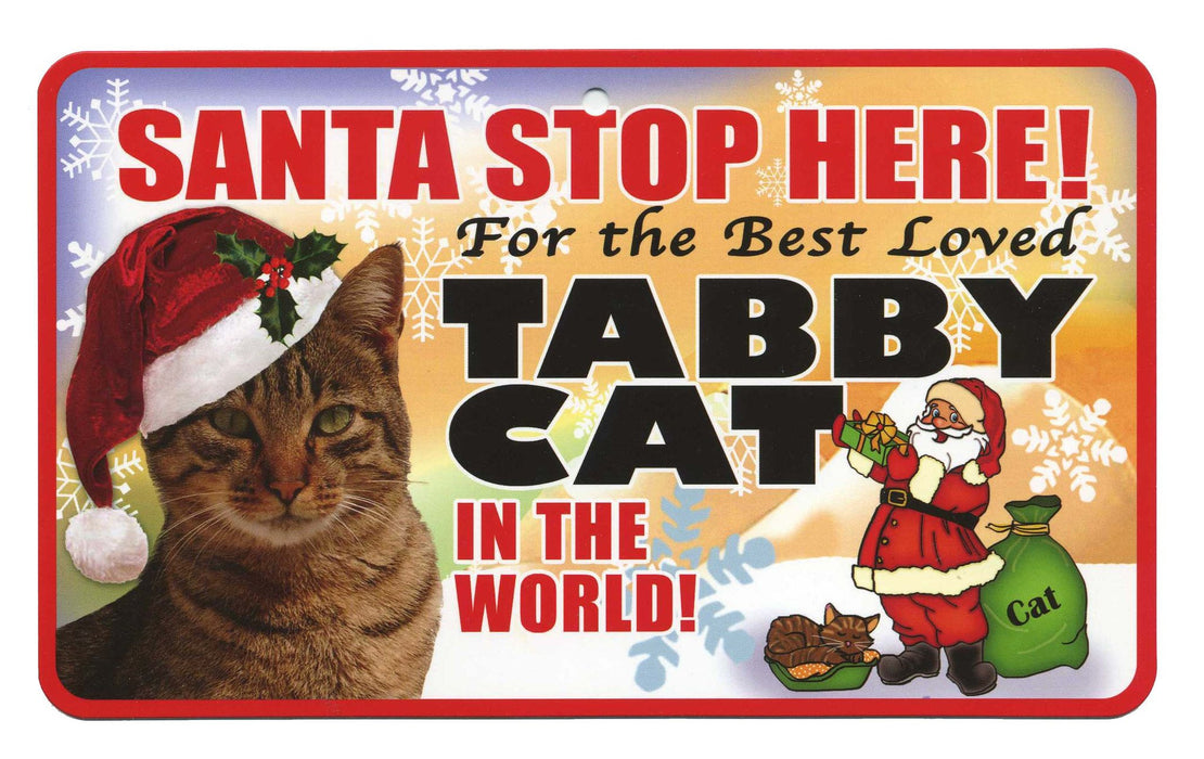 PSS080 Santa Stop Here Sign - Black Cat