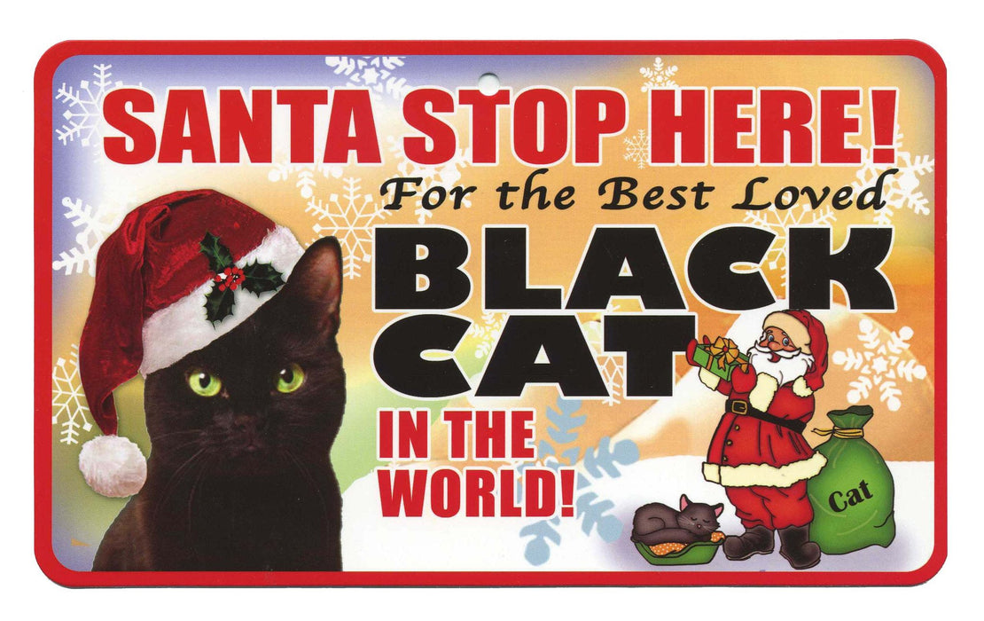 PSS081 Santa Stop Here Sign - Ginger Cat