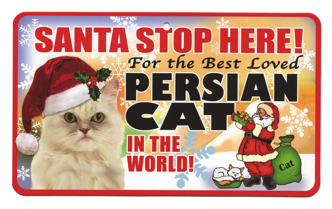 PSS083 Santa Stop Here Sign - Maine Coon Cat