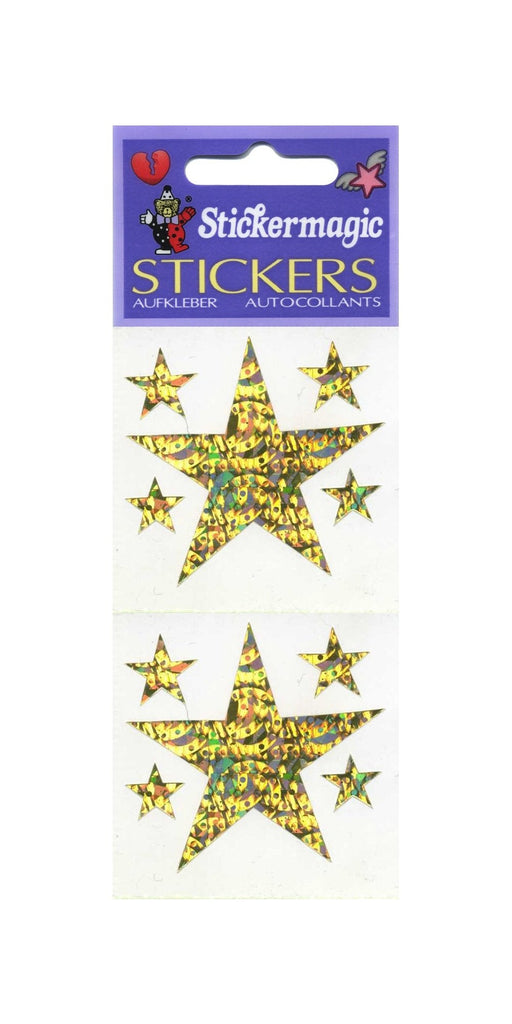 Pack of Sparkly Prismatic Stickers - 5 Stars