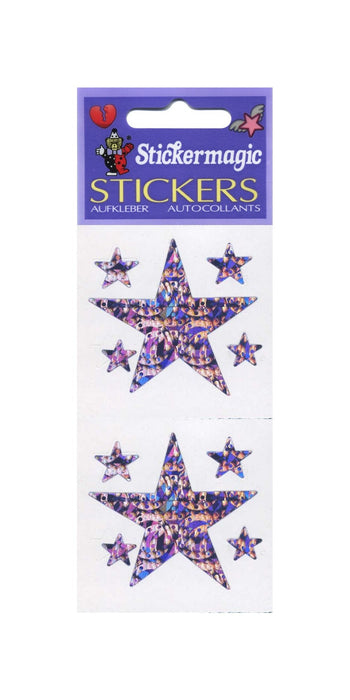 Pack of Sparkly Prismatic Stickers - 5 Stars