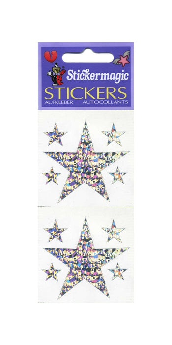 Pack of Sparkly Prismatic Stickers - 5 Stars