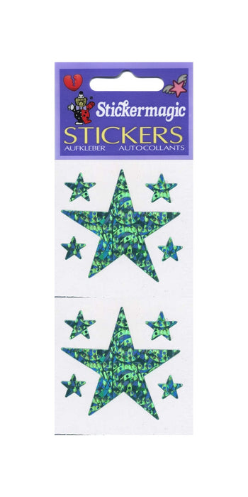 Pack of Sparkly Prismatic Stickers - 5 Stars