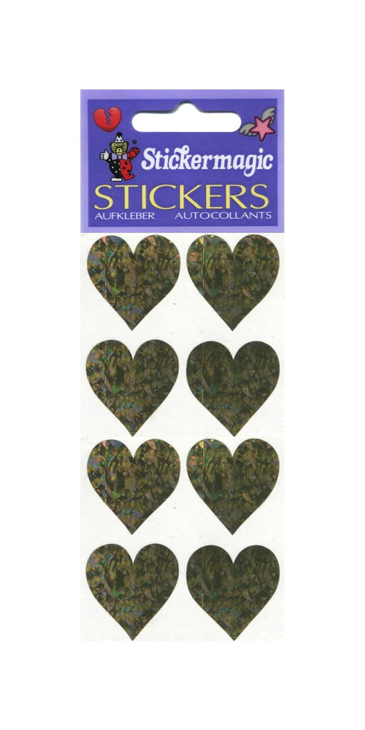 Pack of Sparkly Prismatic Stickers - 4 Hearts