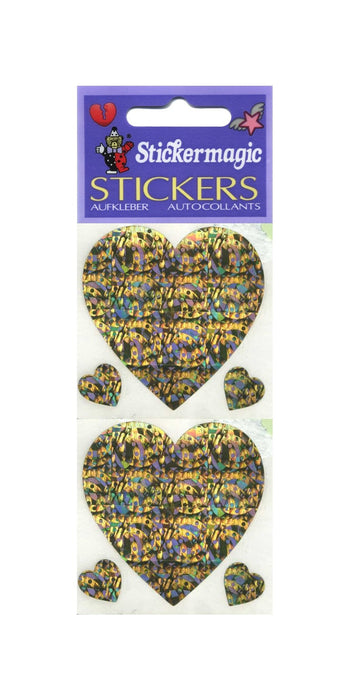 Pack of Sparkly Prismatic Stickers - 3 Hearts