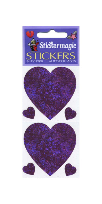 Pack of Sparkly Prismatic Stickers - 3 Hearts