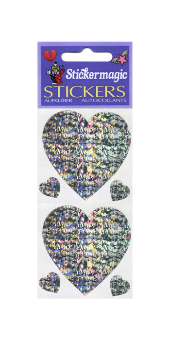 Pack of Sparkly Prismatic Stickers - 3 Hearts