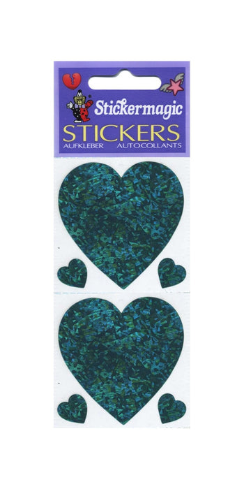 Pack of Sparkly Prismatic Stickers - 3 Hearts