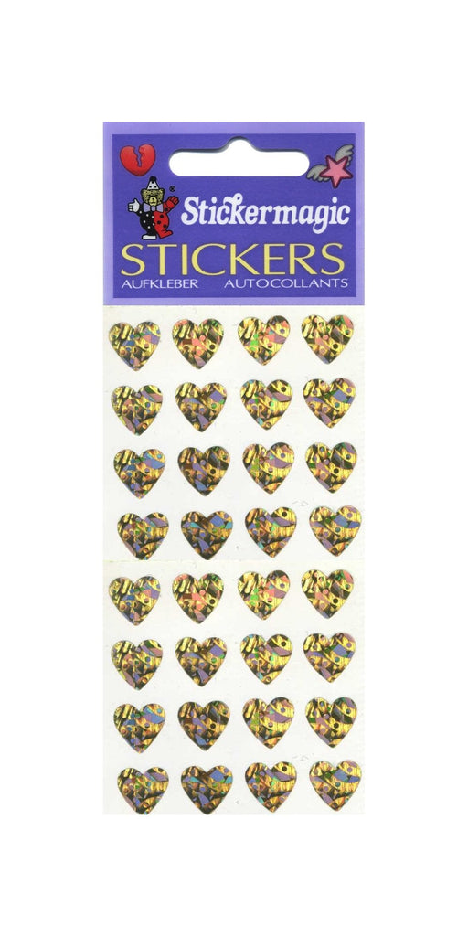 Pack of Sparkly Prismatic Stickers - 16 Hearts