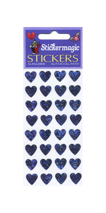 Pack of Sparkly Prismatic Stickers - 16 Hearts