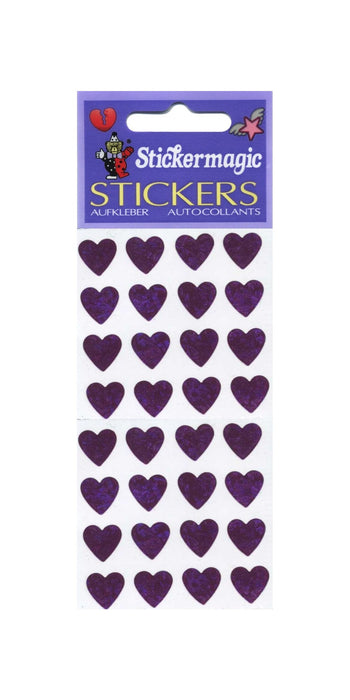 Pack of Sparkly Prismatic Stickers - 16 Hearts