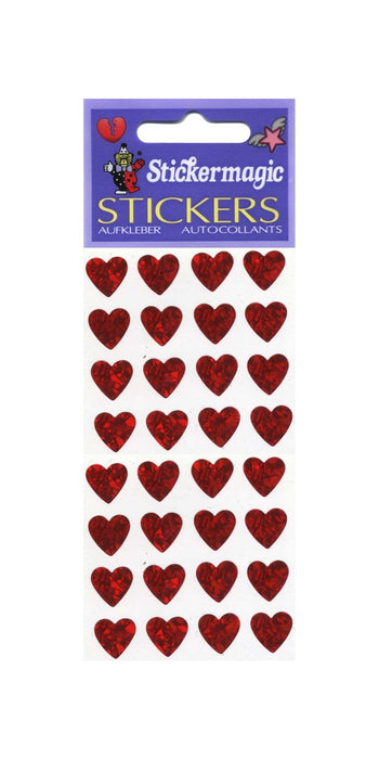 Pack of Sparkly Prismatic Stickers - 16 Hearts