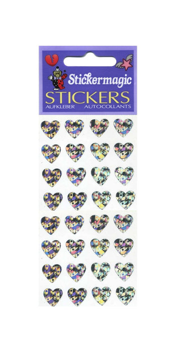 Pack of Sparkly Prismatic Stickers - 16 Hearts
