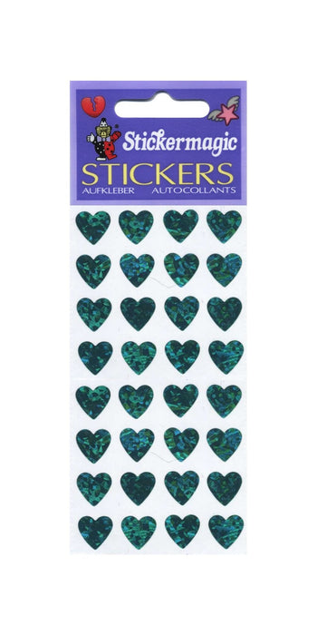 Pack of Sparkly Prismatic Stickers - 16 Hearts