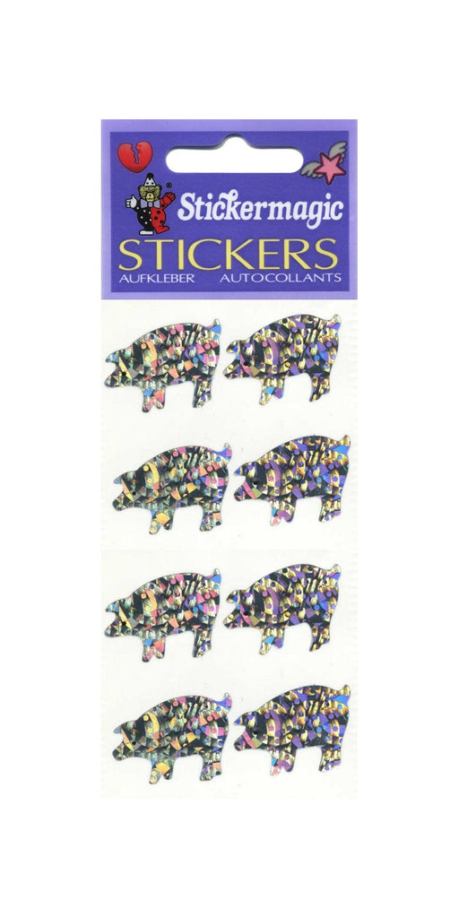 Pack of Sparkly Prismatic Stickers - 4 Pigs