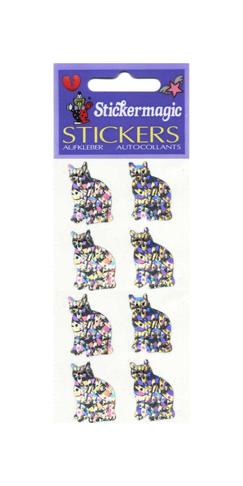 Pack of Sparkly Prismatic Stickers - 4 Cats