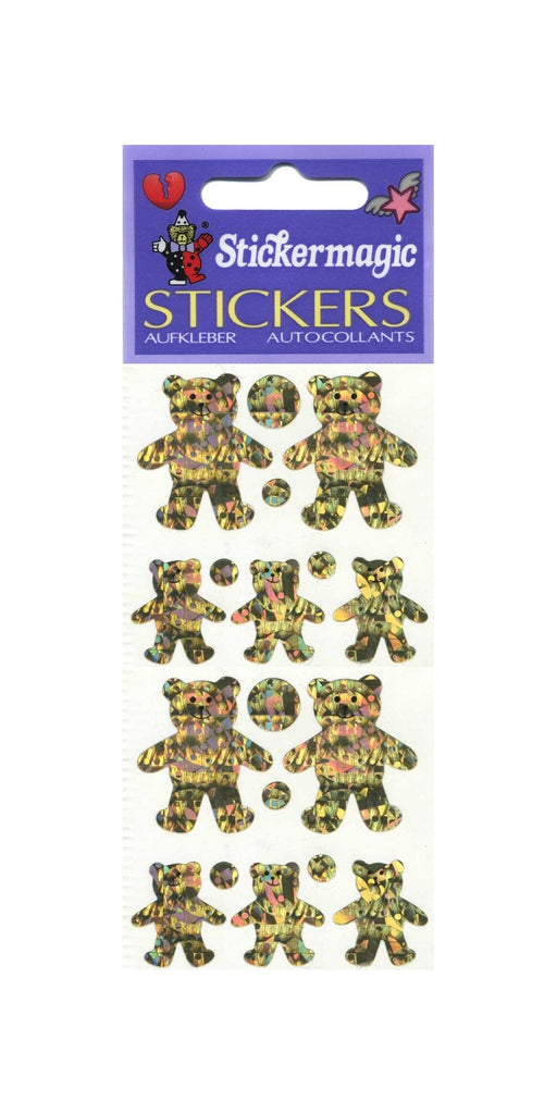 Pack of Sparkly Prismatic Stickers - 5 Teddy Bears