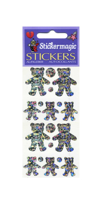 Pack of Sparkly Prismatic Stickers - 5 Teddy Bears