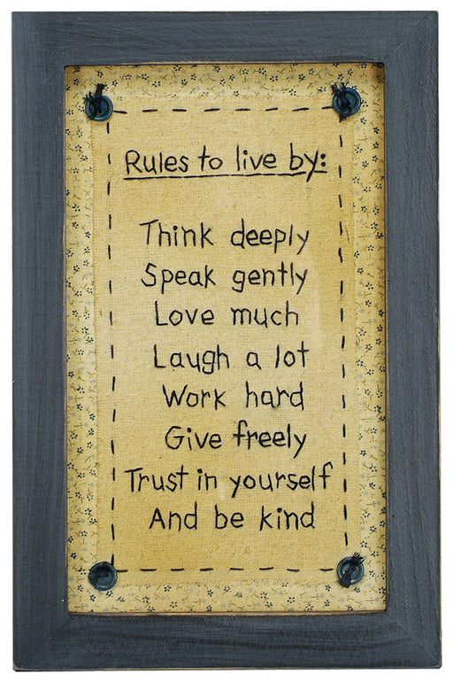 Stitcheries by Kathy Sign - Rules To Live By