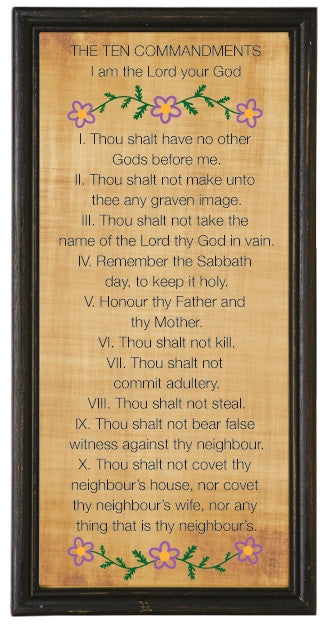 The Ten Commandments Prayer 9 1/2 X 9 1