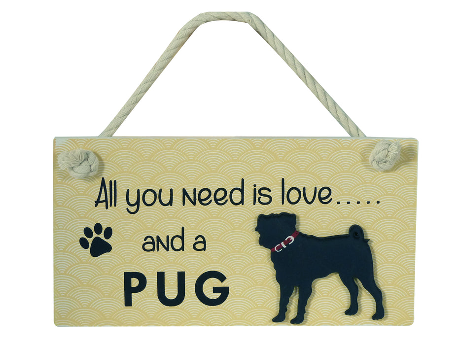 Wooden Pet Sign - Pug