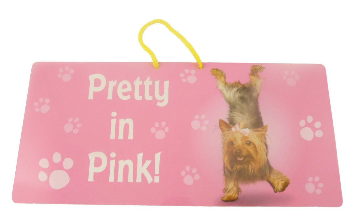 Pretty In Pink Dog Hanging Sign - Yoga Pets