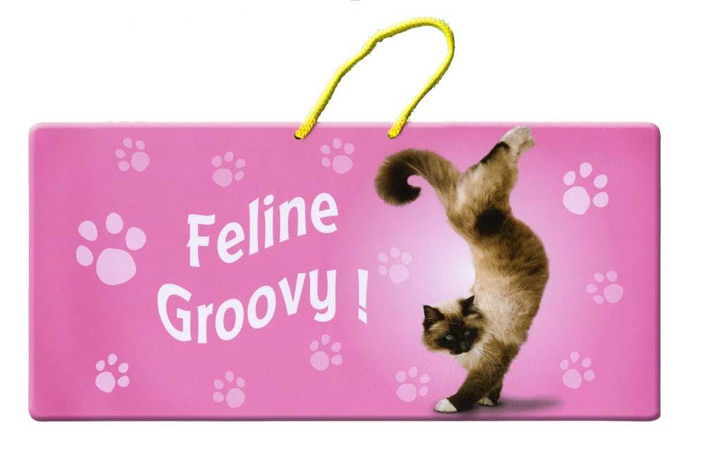 Feline Groovy Cat Hanging Sign - Yoga Pets